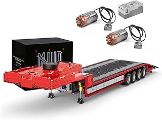 Mould King 19005T Trailer Building Blocks Kit,MOC Bricks Toys Remote Control Truck Pneumatic Trailer with Motors, STEM Construction Set for Teens,3368 Pieces