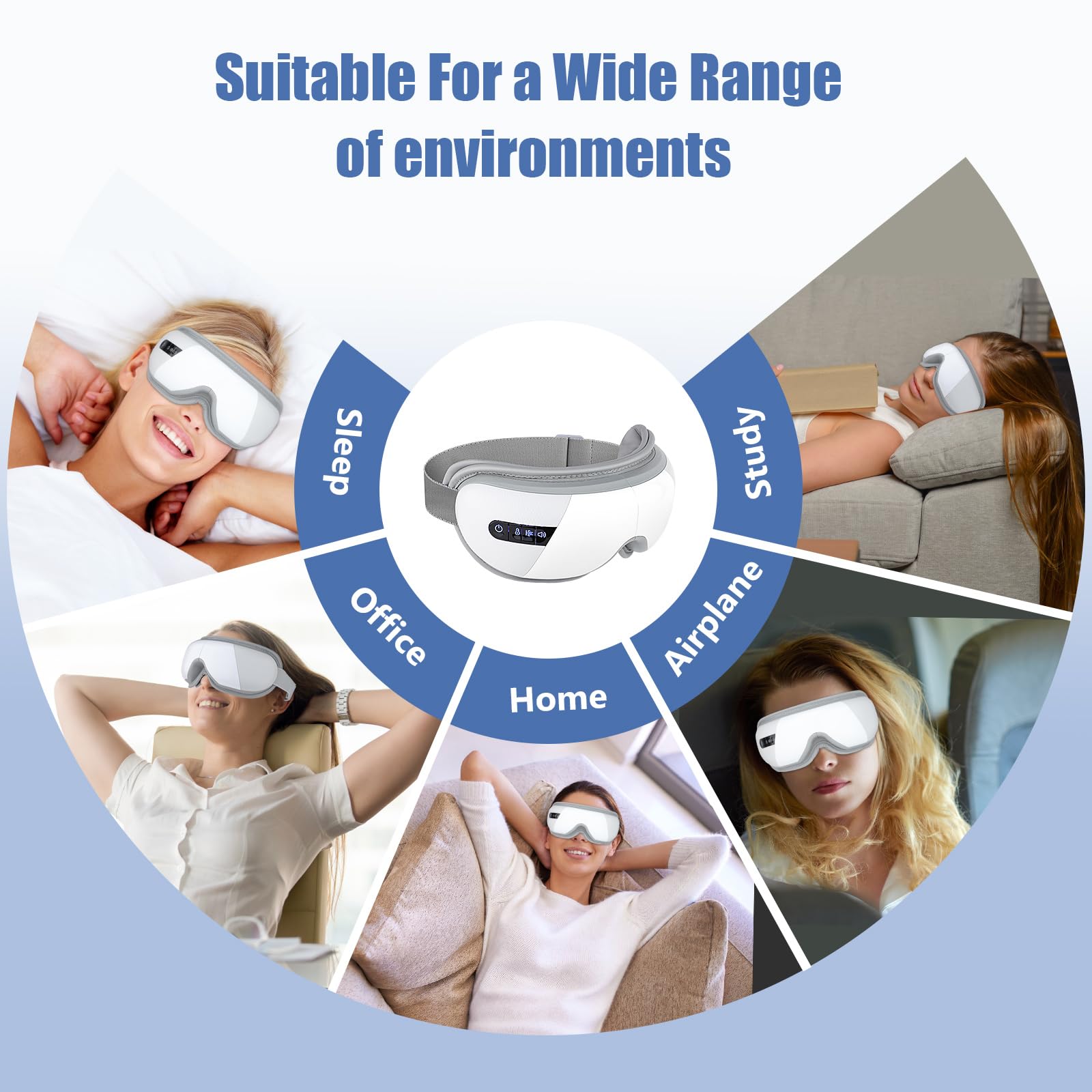 Massaggio per gli Occhi Con Calore e Musica Bluetooth, Maschera Elettrica Con Temperatura Costante e Vibrazione Multifrequenza per Alleviare gli Occhi