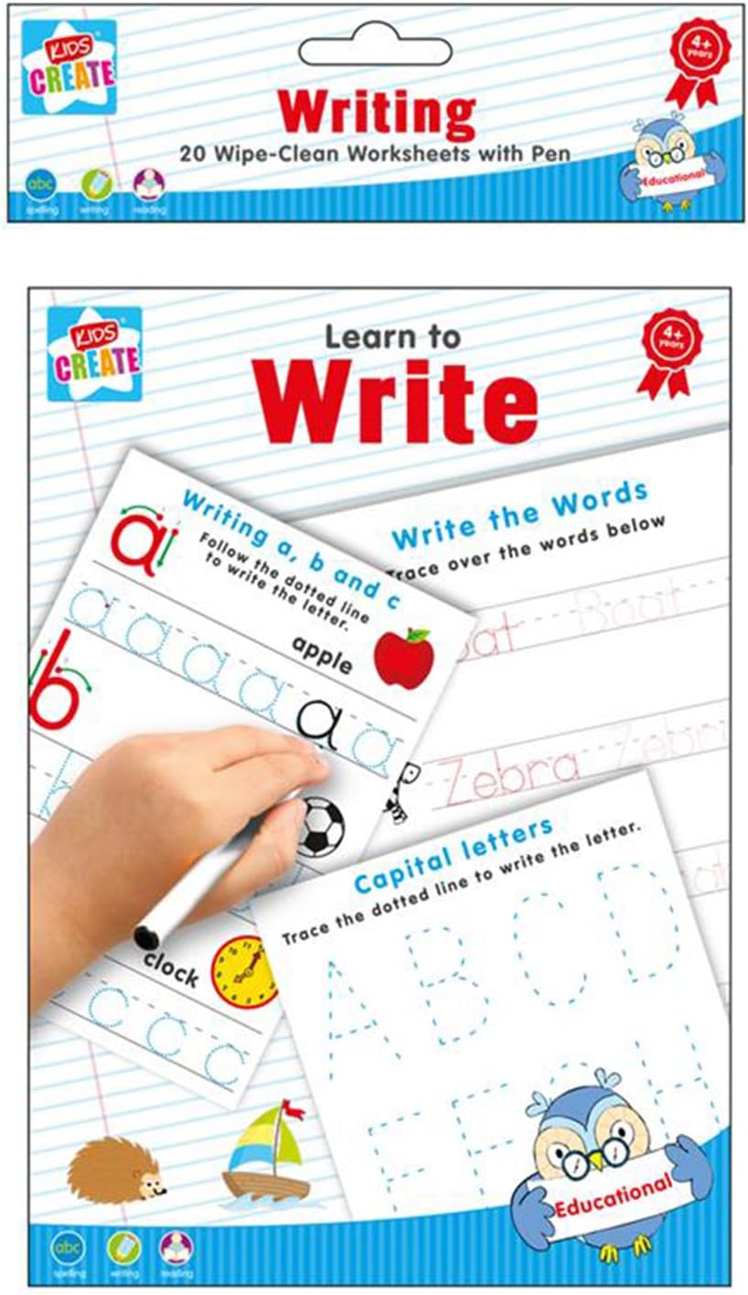 Learn To Write - 20 Wipe-Clean Writing Worksheets with Pen