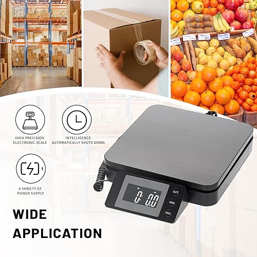 Miniatura 7 de Báscula postal digital de 110 libras, báscula de envío de acero inoxidable para paquetes con 5 modos de pesaje, funciones de tara y retención,