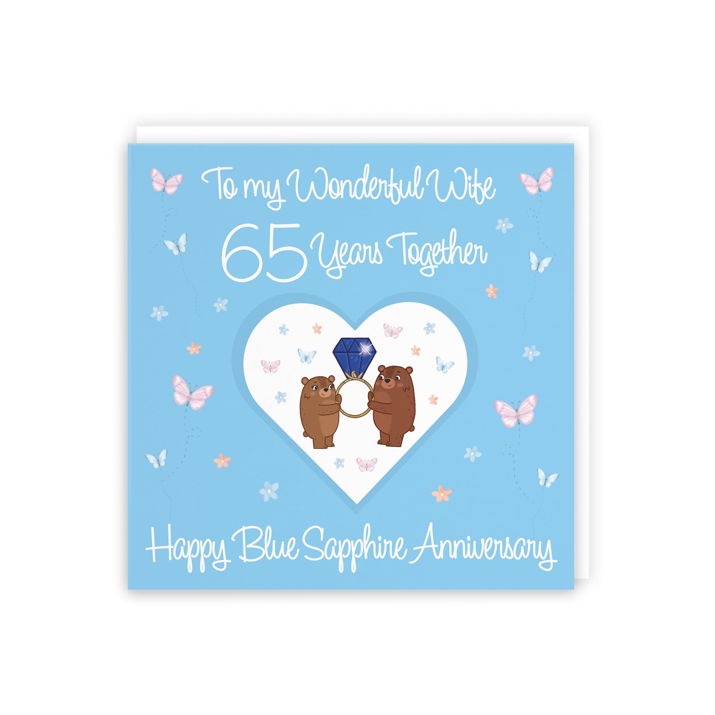 Hunts England, Wife 65th Anniversary Card, 65 Years, Blue Sapphire Anniversary, Romantic Meadows, Fun Card - Image 3