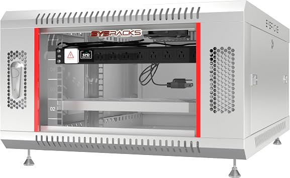 Sysracks 6U Gray Wall Rack Mount Server 18" Deep Network Cabinet, Server Rack with Fan, Removable Side Panels, Locking Glass Door 19" Computer Cabinet Enclosure Network Rack Case 6.450