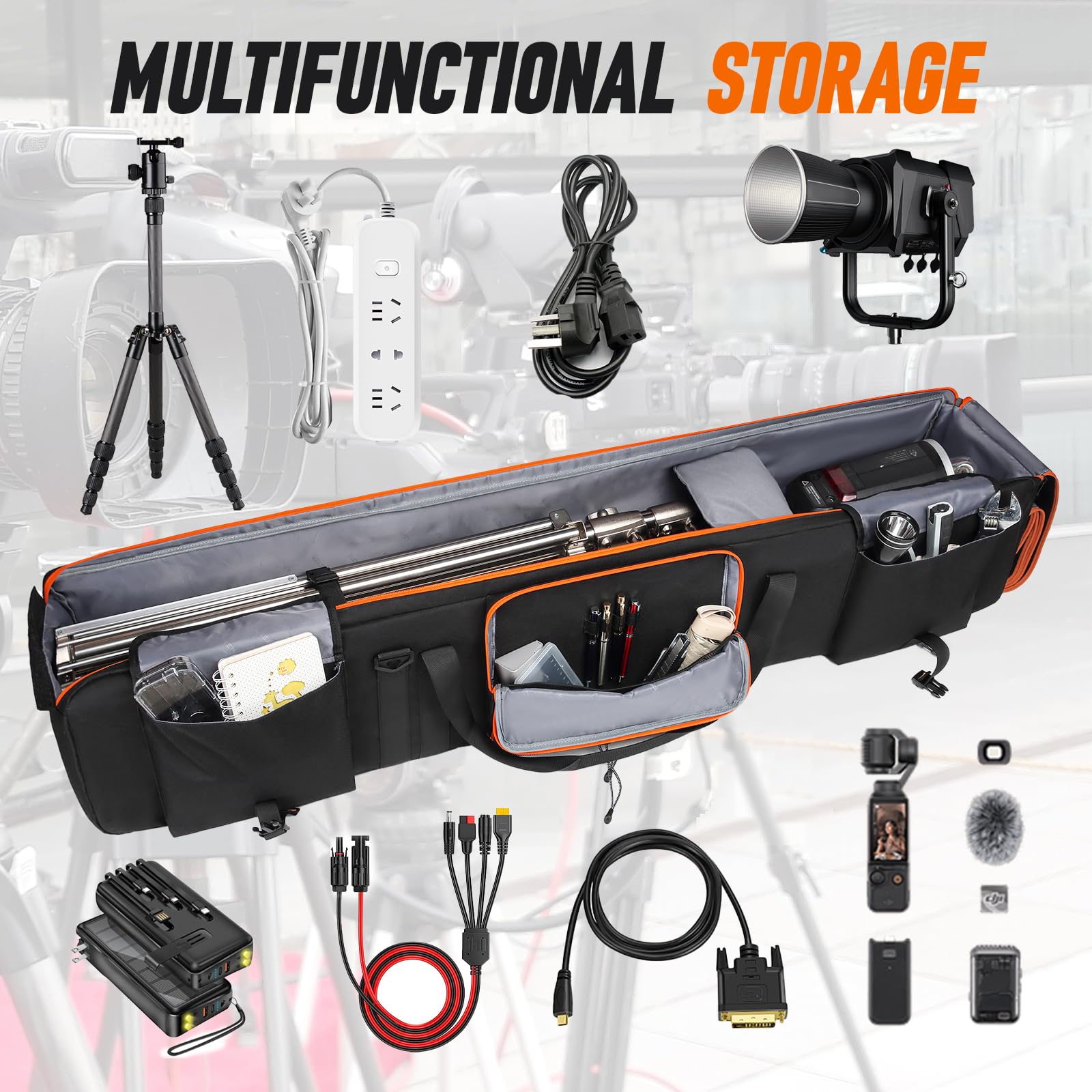 GOTECH Tripod Carrying Case,50 Inch Tripod Light Stand and Photography Lighting Kit Bag,Photo Studio Equipment Large Carrying Bag with 2 Removable Padding,for Tripods,Monopods,Speaker Stands,Mic Stand