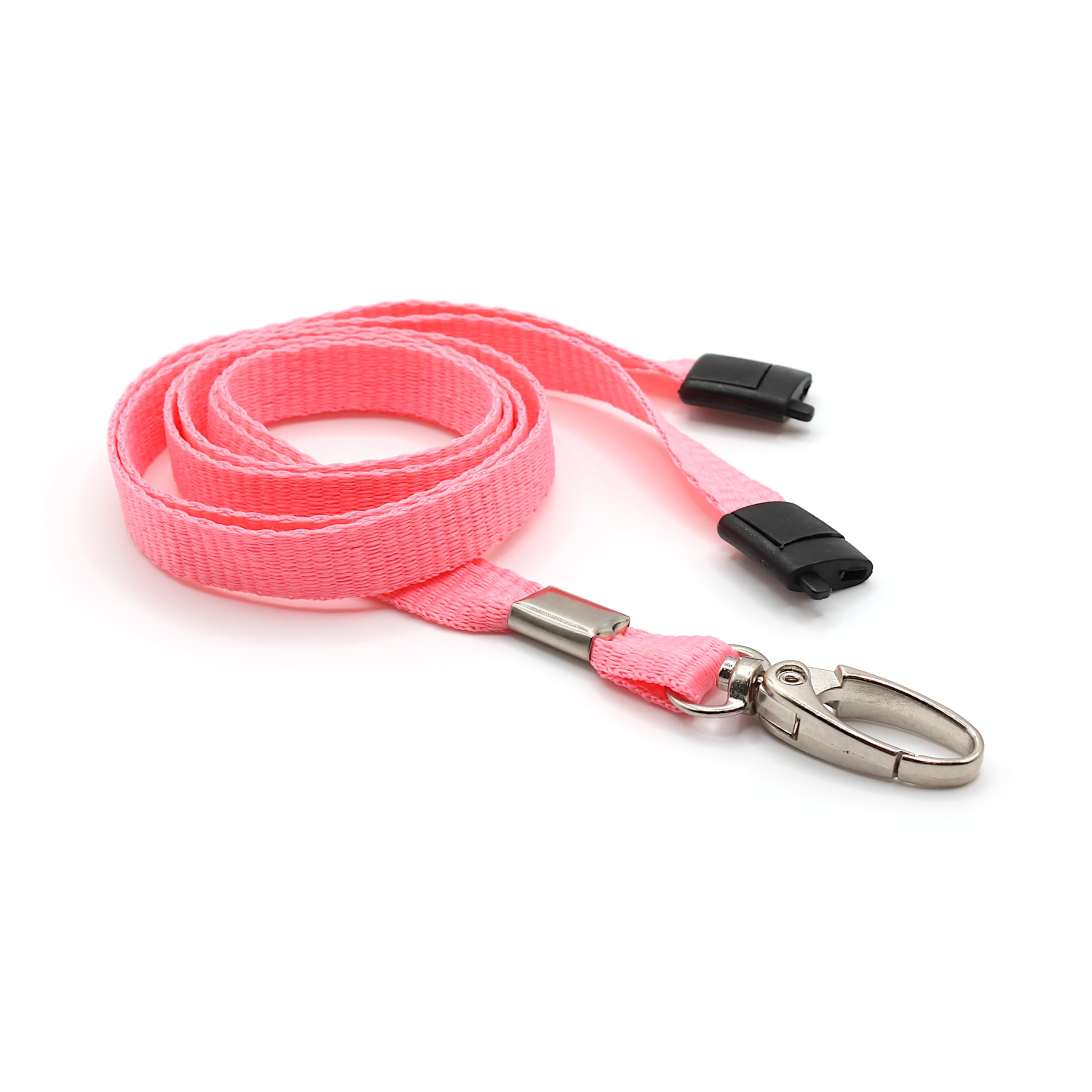 Easybadge Pink Lanyards For Id Badges With Safety Breakaway And Metal Lobster Clip - Pack Of 100