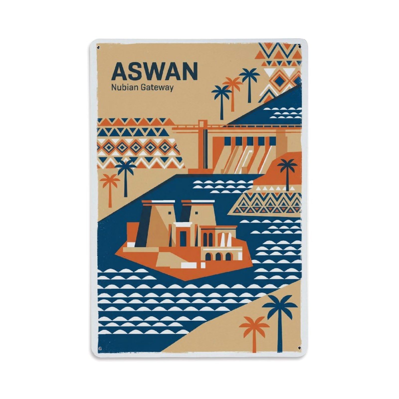 Metal Tin Sign Retro Egypt Aswan Travel