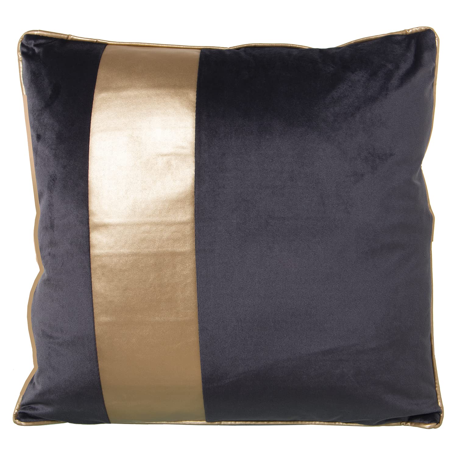 Coussin gris foncé 45x45 frange dorée en velours doux pour fauteuil confortable