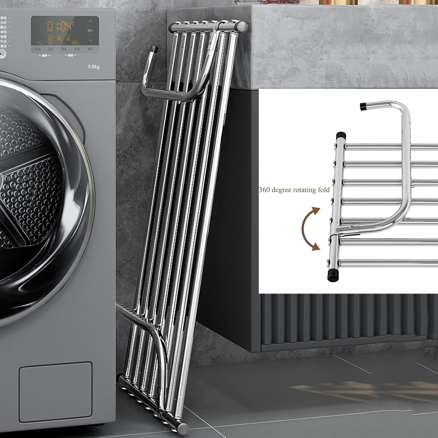 Foldable Stainless Steel Clothes Horse Airer - Extendable Drying Rack for Clothing, Balcony & Shoe Storage, Wall-Mounted Solution for Windows & Radiators