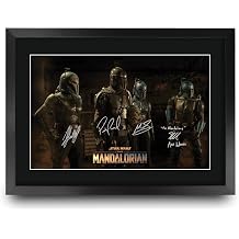 HWC Trading The Mandalorian Scene 2 Gifts Printed Signed Autograph Picture for TV Memorabilia Fans - 16" x 12" Framed