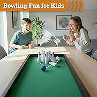 Vista 3 de Sterling Games Tabletop Bowling Combo Set, Wooden Arcade Board with Marbles and Pins, Indoor Table Top Game for Kids and Family