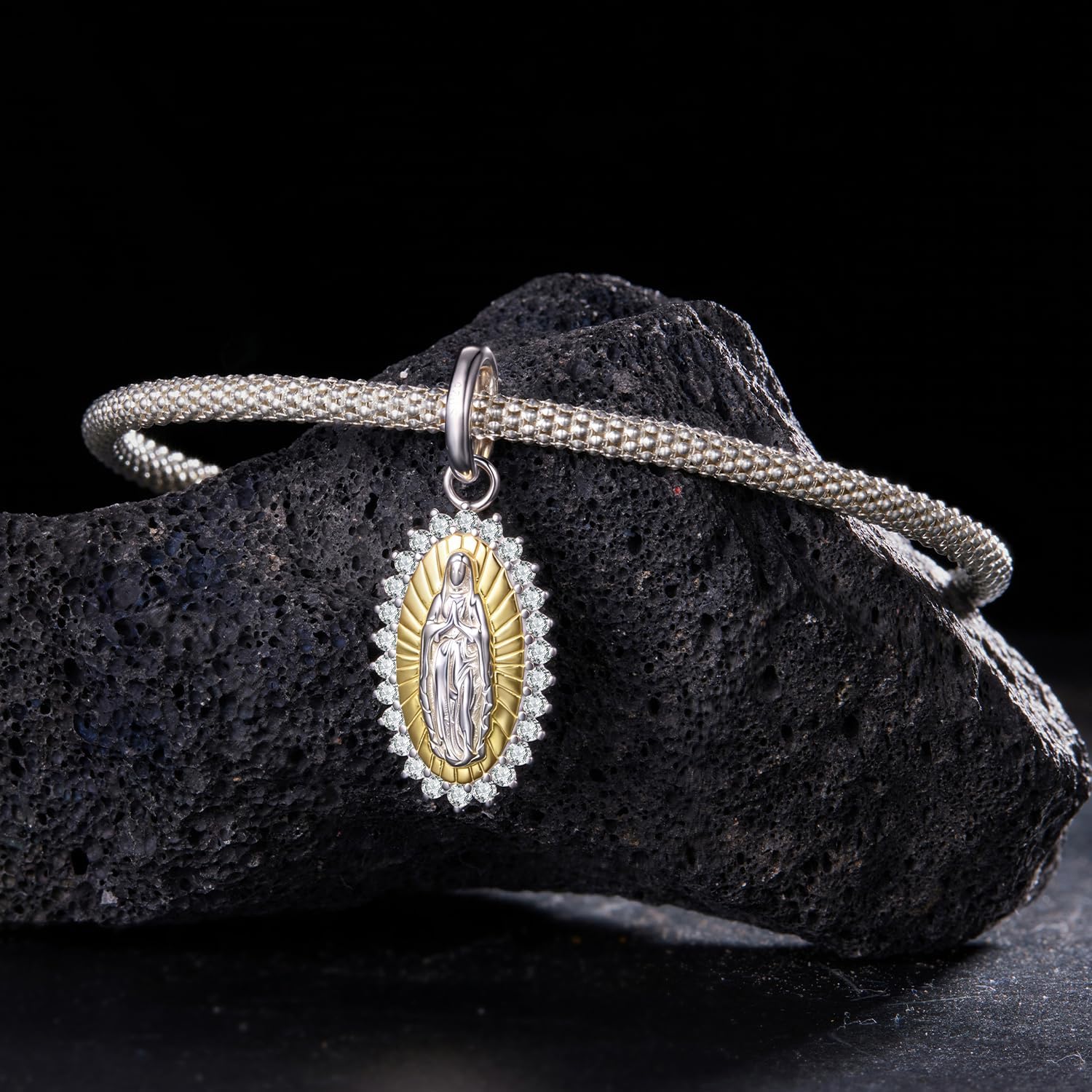 Virgin Mary Pendant Charm, Genuine 925 Sterling Silver Charm, Compatible with Pandora Bracelet, Gift Box Packaging