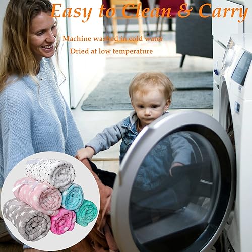 Miniatura 6 de LeerKing Paquete de 2 mantas ultrasuaves para bebé, cómodas mantas de felpa de vellón coral para niños pequeños, regalos para recién nacidos, 30 x