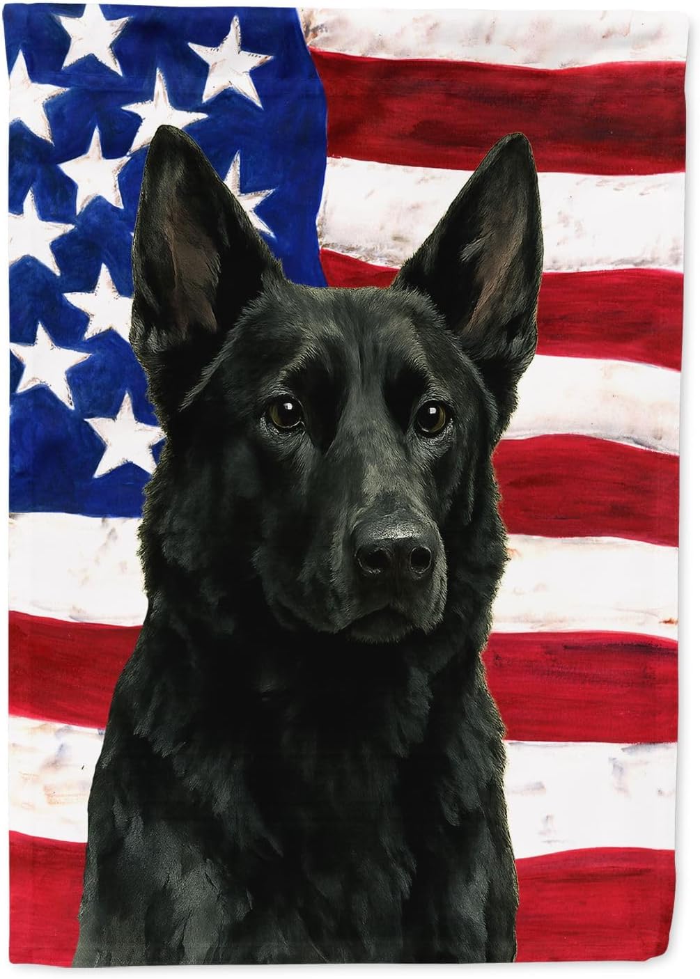 Caroline's Treasures Black German Shepherd American Flag House Flag Large Porch Sleeve Pole Decorative Outside Yard Banner Artwork Wall Hanging, Polyester, House Size, Multicolor