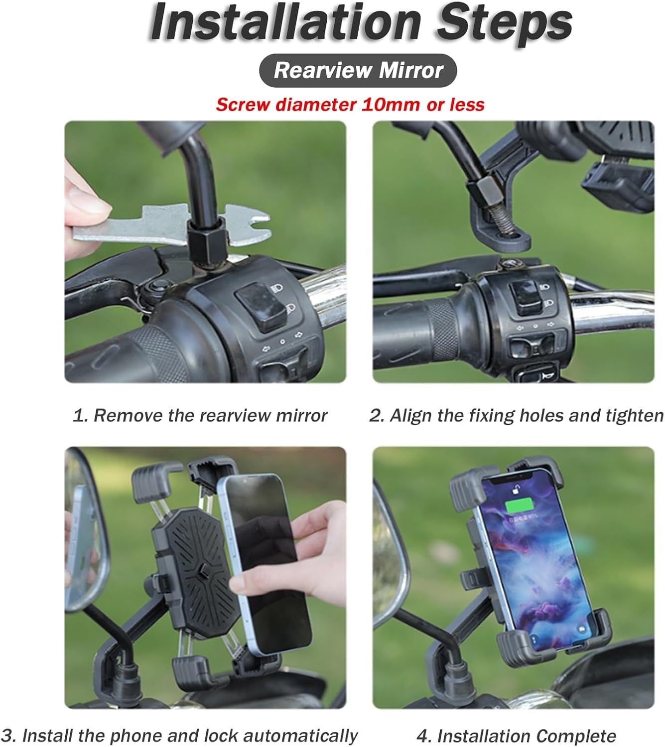 Motocyklowy uchwyt na telefon rowerowy do Piaggio X7 12 2008, uchwyt na telefon, bezpieczny obrót o 360°, lusterko wsteczne