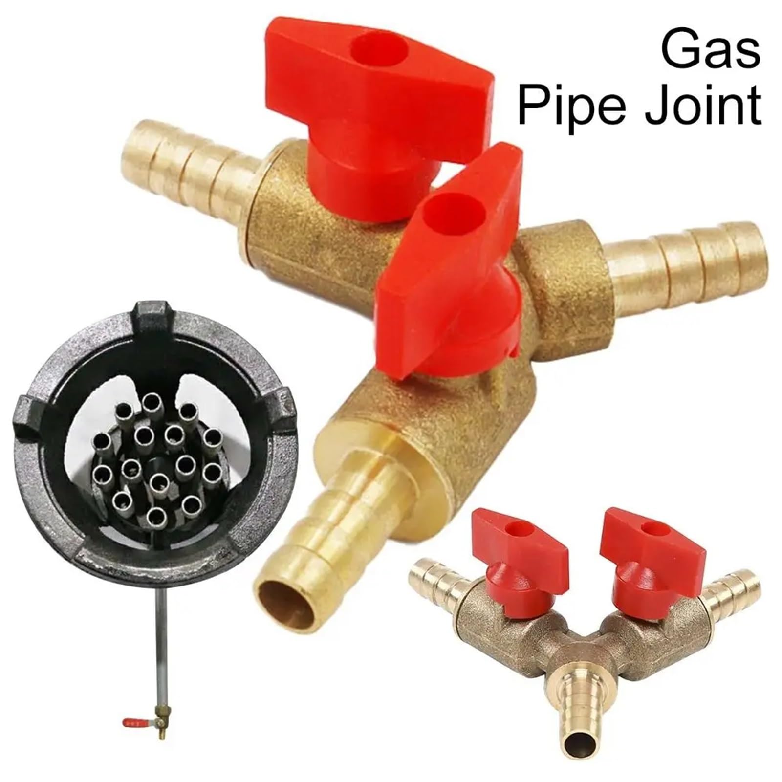 Juego de 4 accesorios de válvula de bola de latón tipo Y de 3 vías para combustible, gas, agua, aceite, aire 8 mm, 10 mm, 12 mm