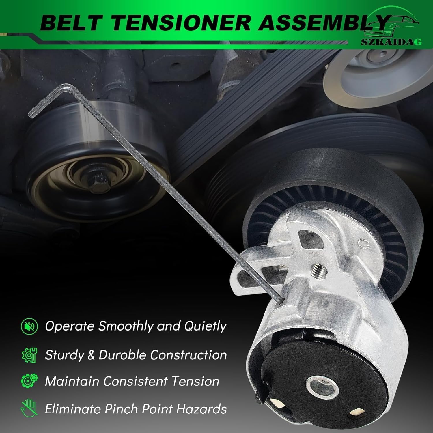 Belt Tensioner Assembly with Pulley for:-Volvo S60 2011-2016 S80 2008-2015 V60 V70 XC60 XC70 XC90 2007-2008 3.0L 3.2L for:-Land Rover LR2 2008 Belt Tensioner OE#30777695 31401286 89696 38495