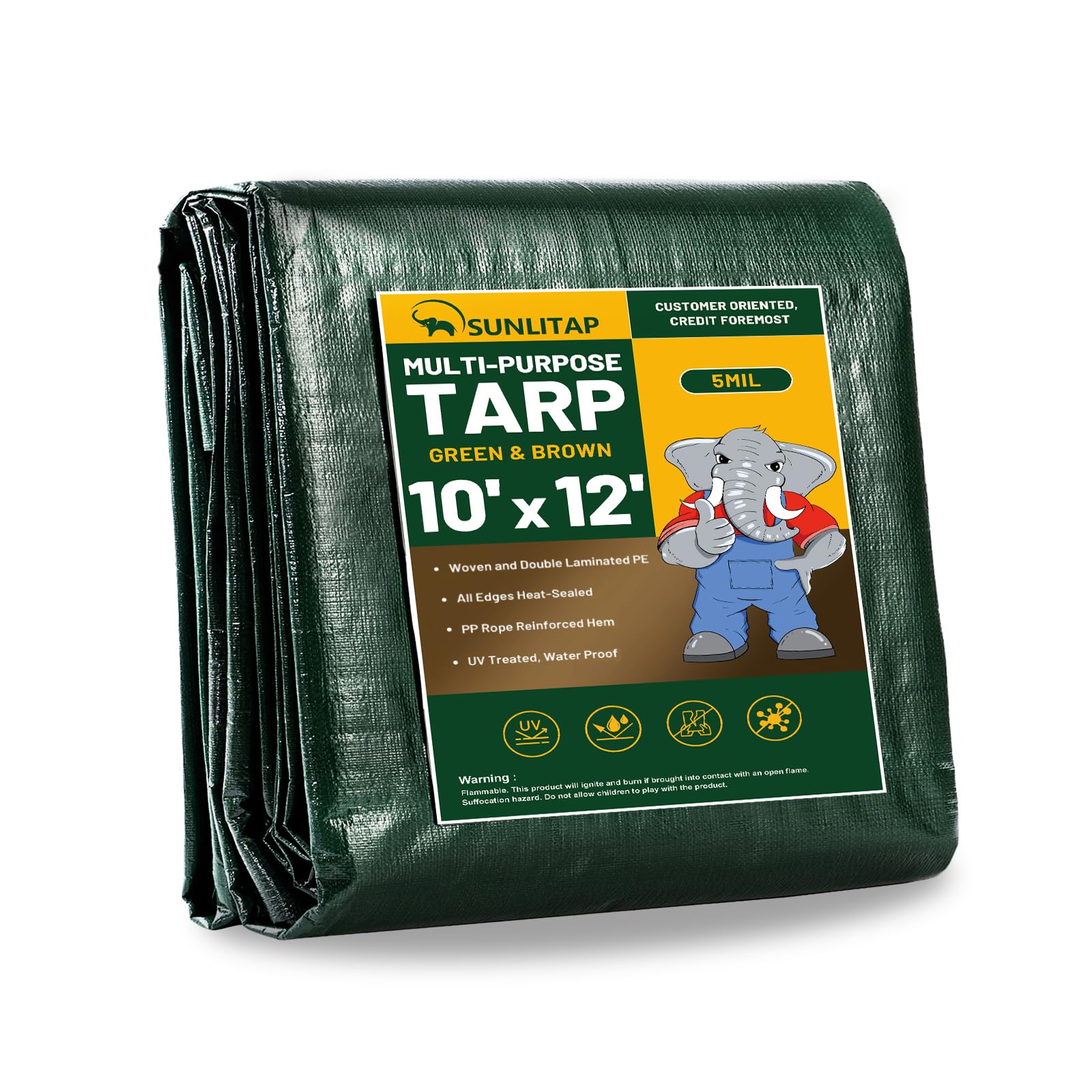Lona de 10 x 12 pies impermeable de polietileno azul ligera para cubrir coches y muebles de jardín