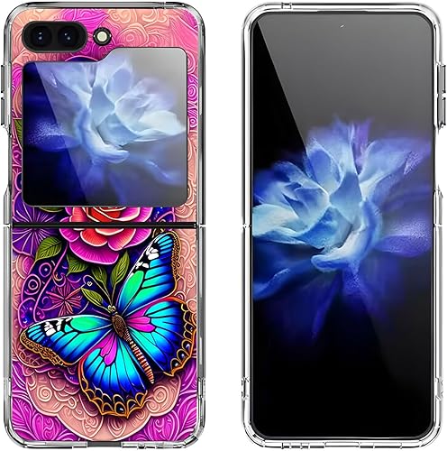 Funda rígida para Samsung Galaxy Z Flip 5, funda protectora rígida a prueba de golpes para Samsung Galaxy Z Flip 5, color azul y rosa