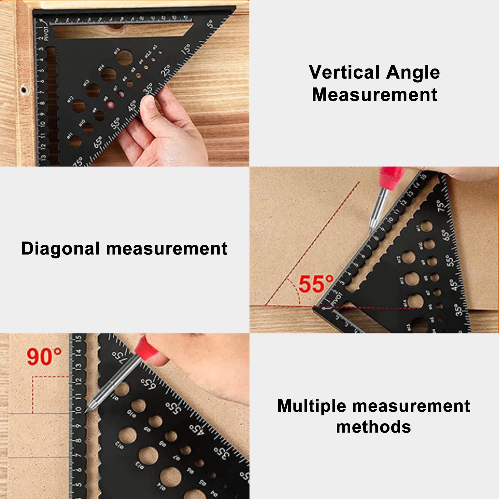 Onezebra 180mm/7 inch Speed Square, Aluminium Metal Set Square Carpentry Triangle Ruler - Image 3