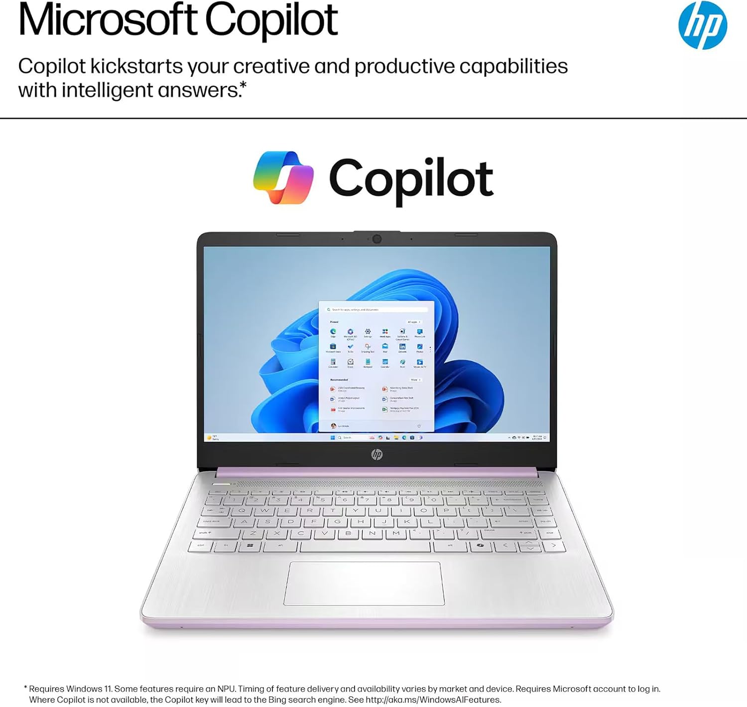 HP 2026 14" Laptop for College Students- 1-Y Office 365, Intel 4-Core Processor, 4GB RAM, 128GB UFS & 256GB SD Card, Wi-Fi 6, Copilot AI, Win 11Pro, All-Day Battery Life, w/Bundle (Purple)