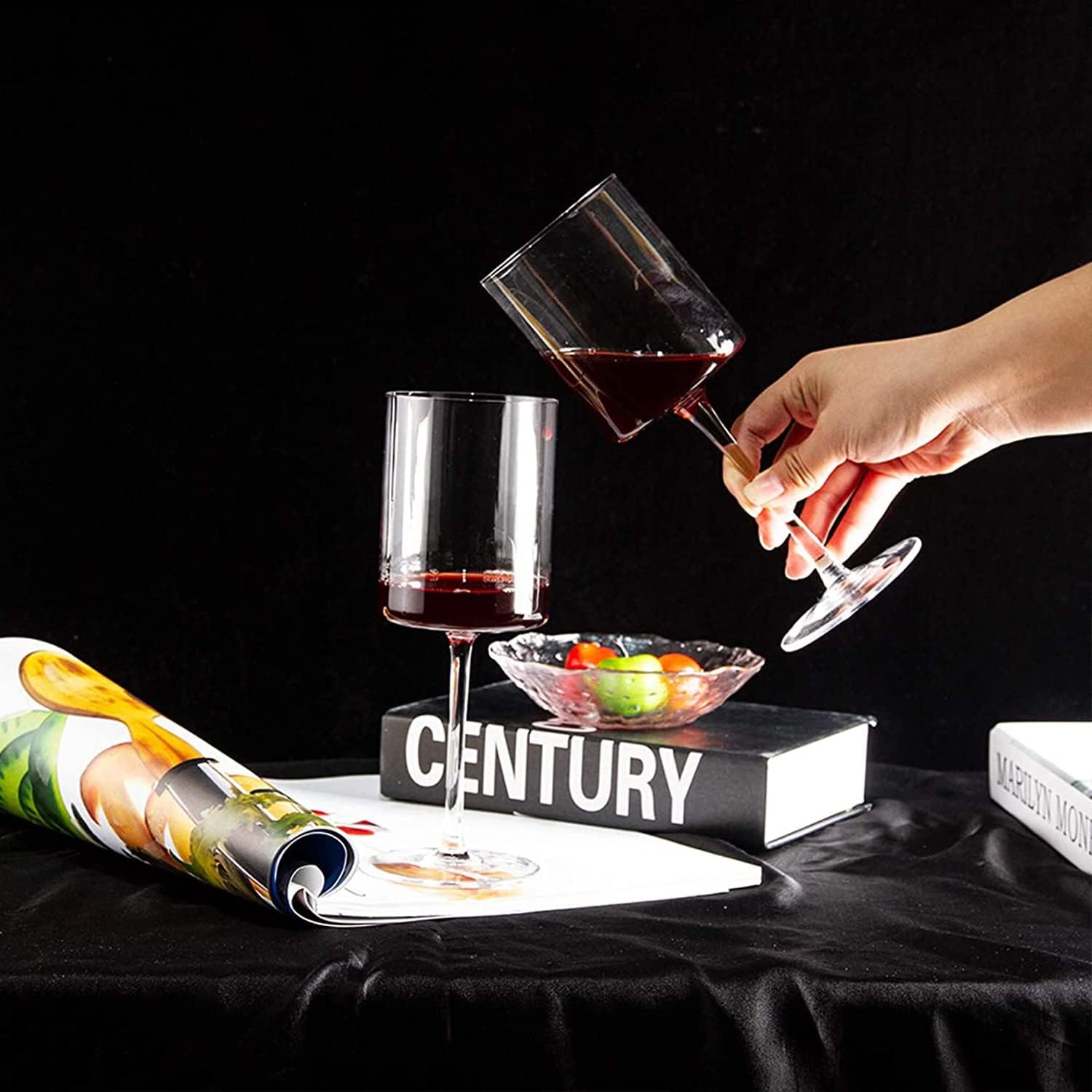 SANZO Square Wine Glasses Set 4, Wine Glasses 15oz, Elegant Design White Wine Glasses, Red Wine Glasses Set for Home Bar Party (4pcs) - Image 7