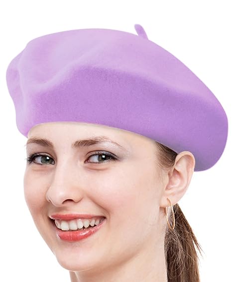 Solid Color French Wool Beret (Lavender 