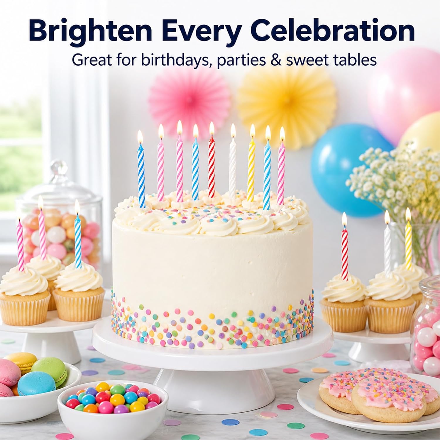 MAQIHAN Spiral Birthday Candles 288 Count - Multicolor Cake Candles Bulk