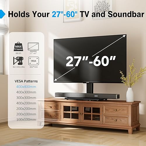 Miniatura 2 de Soporte universal para TV  Soporte de mesa para televisores LCD LED de 27 a 60 pulgadas  Base de TV ajustable de 9 niveles de altura con base de