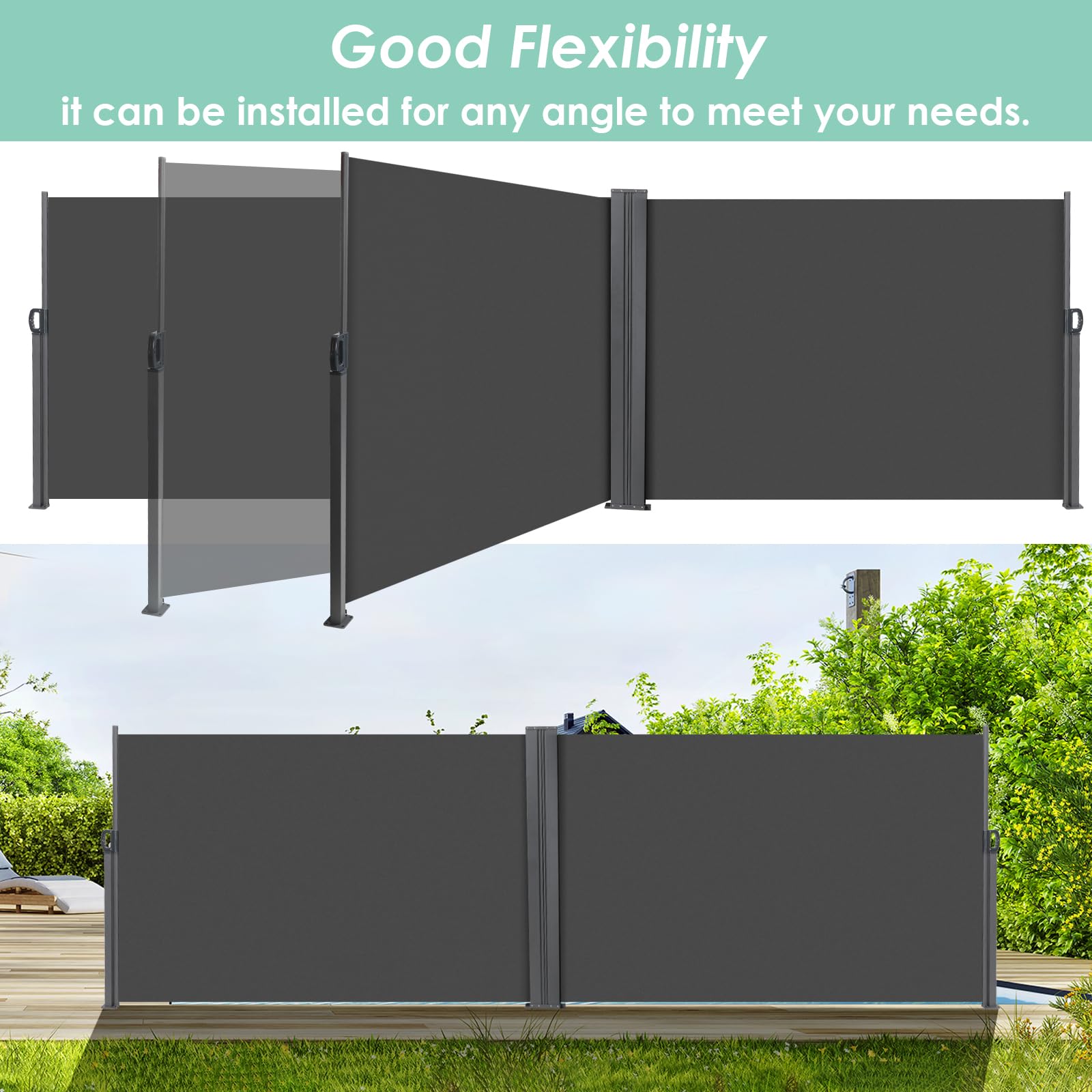 Store Latéral Extensible 160x600 Cm - Brise-Vue Pour Terrasse/Balcon - Imperméable UV50+