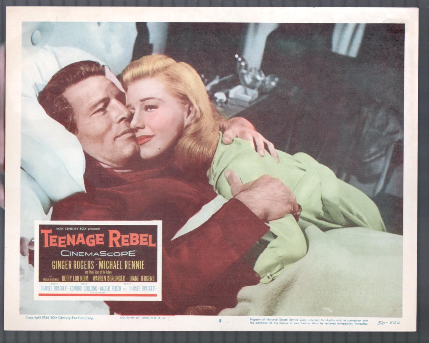 MOVIE POSTER: Teenage Rebel 11″x14″ Lobby Card #3 Ginger Rogers Michael Rennie Drama