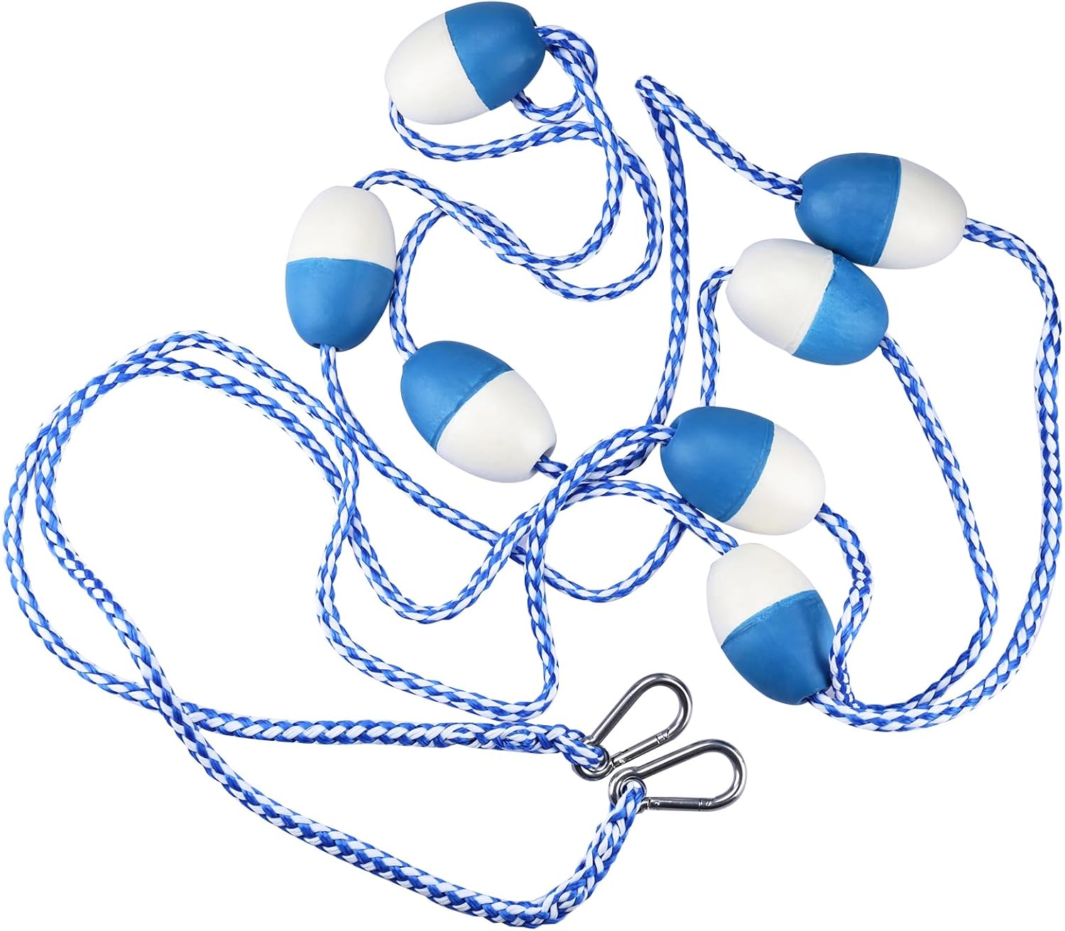 Amarine Made 18ft Floating Pool Rope, Pool Divider Rope with 2 Pre-Assembled Stainless Hooks and 7 Floating Buoys, Swimming Pool Rope for Isolating Hazardous Areas or Dividing Swim Lanes (18ft)