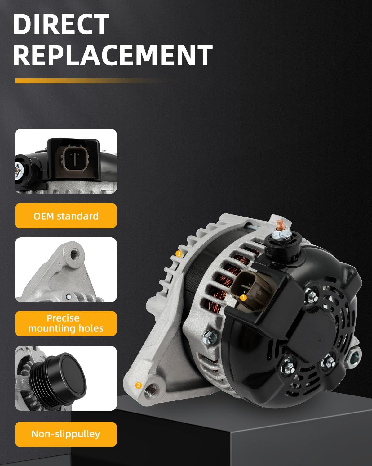 OCPTY Alternator 210-0722 Fit for Toyota Rav4 L4 2.5L 2009-2012 for Toyota Camry L4 2.5L 2012-2015 for Scion Tc L4 2.5L 2011-2016,12V 100Amp Automotive Replacement Alternators 9664219-227