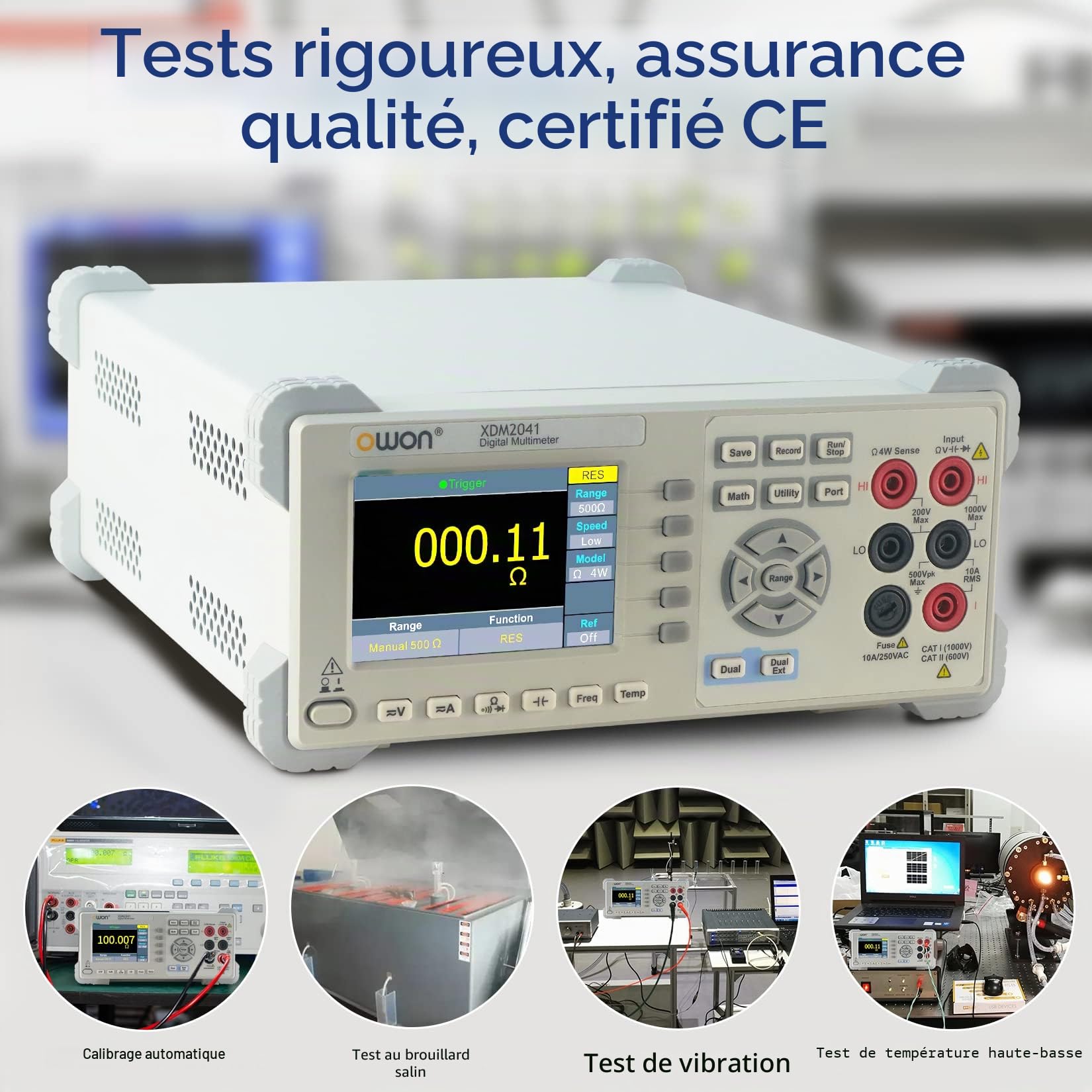 OWON XDM2041 Multimètre de banc avec multi-testeur numérique ultra-léger 3,7 pouces 55 000 points True RMS pour laboratoires, usines