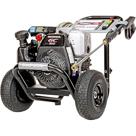 SIMPSON Cleaning MSH3125 MegaShot 3200 PSI Gas Pressure Washer, 2.5 GPM, Honda GC190 Engine, Includes Spray Gun and Extension Wand, 5 QC Nozzle Tips, 1/4-in. x 25-ft. MorFlex Hose, (49-State), Black