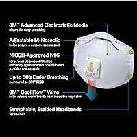 Vista 3 de 3M Respirador N95 8511, Válvula de Flujo Fresco, Paquete de 10, APROBADO POR NIOSH, Medios Filtrantes Avanzados Para Respiración Fácil, Cómodo Para