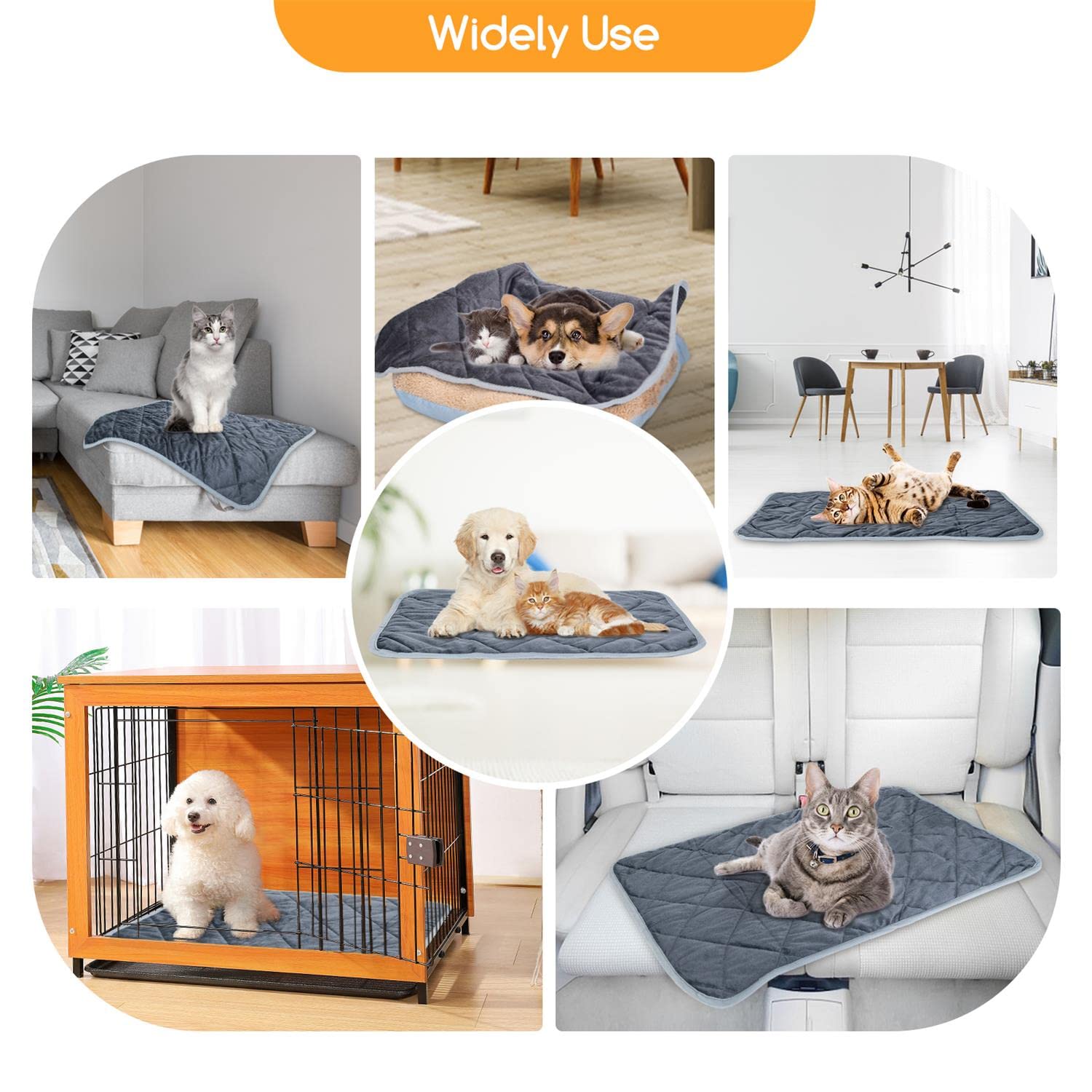 Nobleza Coussin Auto-Chauffant pour Chat & Chien, Tapis Couverture Thermique Confortable et écologique Lavable Anti-dérapant Etanche, sans électricité & Batteries, 40x50cm