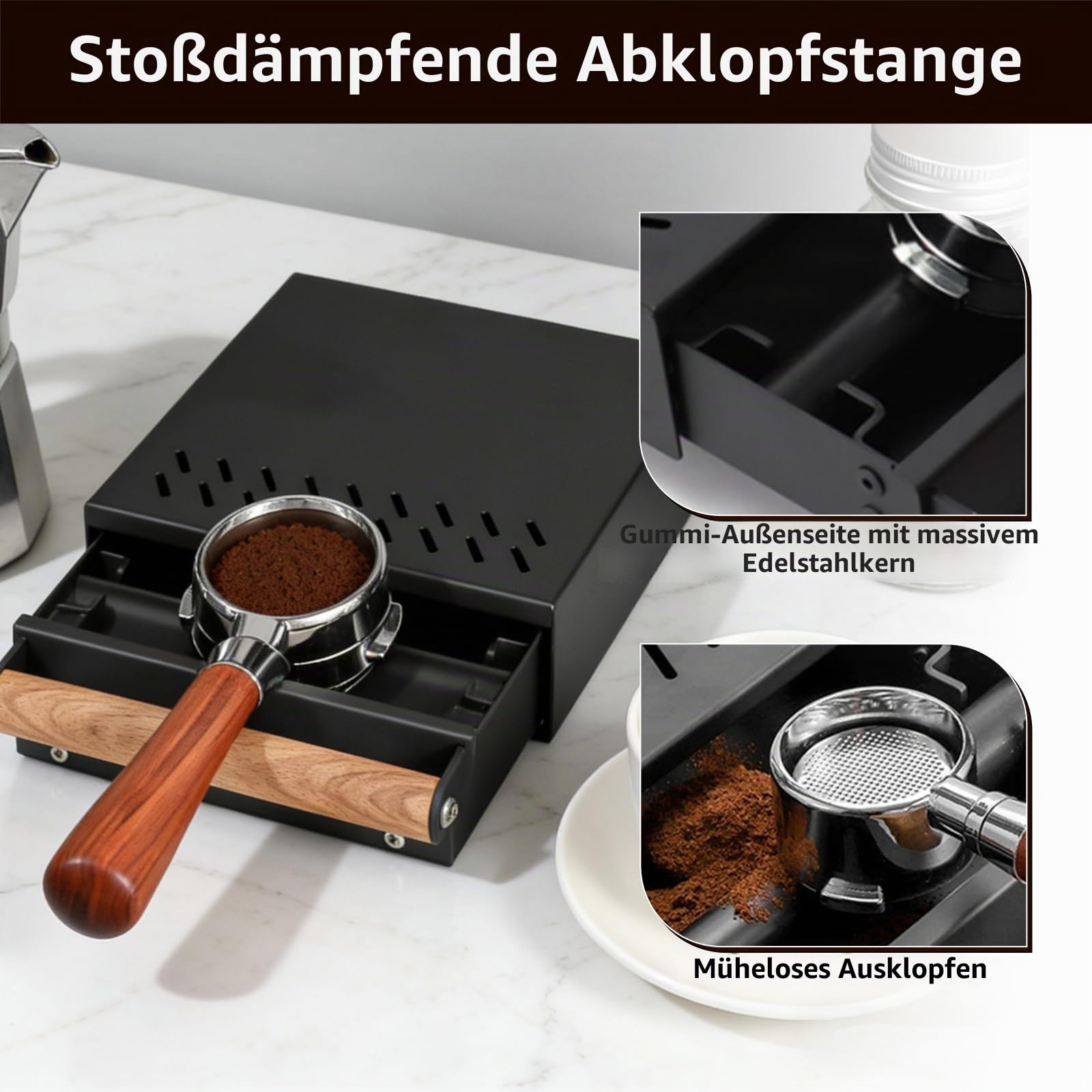 Abklopfbehälter Sudschublade, Abschlagbehälter für Siebträger