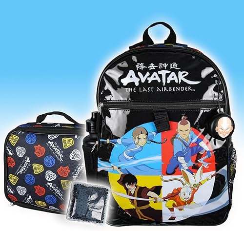 Miniatura 7 de Nickelodeon Avatar The Last Airbender Characters Aang Zuko Katara Sokka - Mochila de 5 piezas, botella de agua Icepack, Varios colores, Personajes