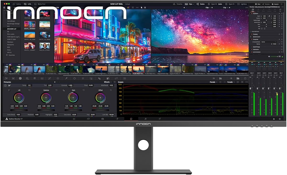 INNOCN 40 Inch 5K 5120 x 2160p Ultrawide Monitor for Laptop, 21:9, 100Hz, IPS, HDMI, DP, FreeSync, HDR400, USB-C, DeltaE＜2, Built-in Speakers, Height Adjustable, Black - 40C1U : Electronics