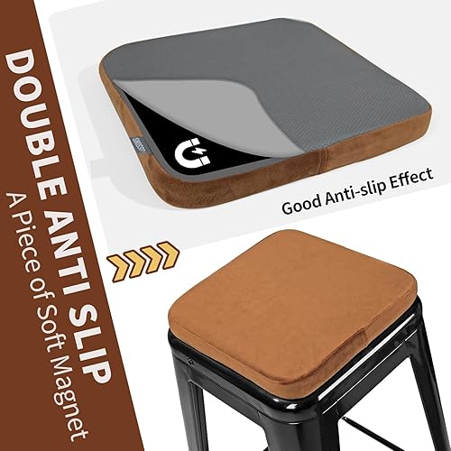 Miniatura 2 de SINOSSO Juego de 2 cojines magnéticos de espuma viscoelástica para taburetes, apilables de terciopelo de lujo, para bar y cafetería, antideslizantes