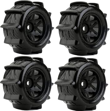 Powerhobby 1/8 Rooster 3.8 Belted Paddle Sand Snow Tires 17mm Wheels 4 FITS 1/8 Monster Truck ARRMA KRATON/Outcast/NOTORIOU/TRAXXAS E-REVO/T-MAXX/Summit/LOSI LST/HPI Savage