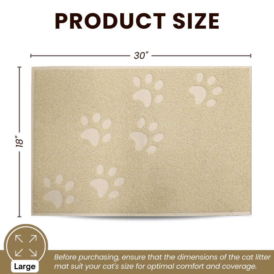 Andalus Große Katzenstreu Matte, 2 Stück - Wasserdicht, Rutschfest & Leicht zu Reinigen Katzenklo Matte für Extra Effiziente Haustierstreu Fangen Beige (30" X 18")