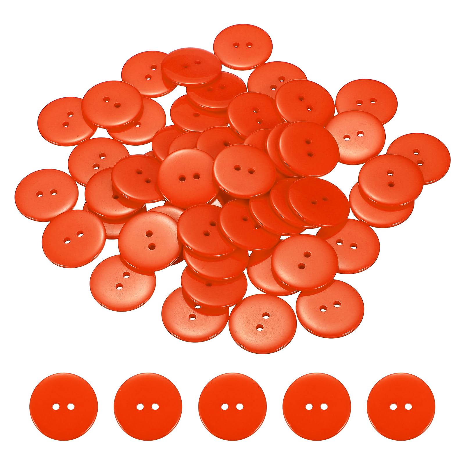 sourcing map 50pcs Resin Sewing Button, 30mm (1-3/16-inch) 2 Holes Round Craft Decorative Buttons for Coat Clothes Holiday Decoration, Orange