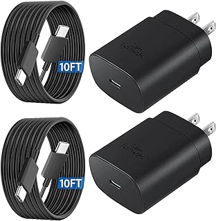 Samsung Super Fast Charger,25W USB C Wall Charger Super Fast Charging for Samsung Galaxy S23/S23+/S22/S22 Ultra/S22+/S21 Ultra/S20 Ultra/Note 20/A14/Z Flip 4 with 10FT Type C Charger Cable(2Pack)