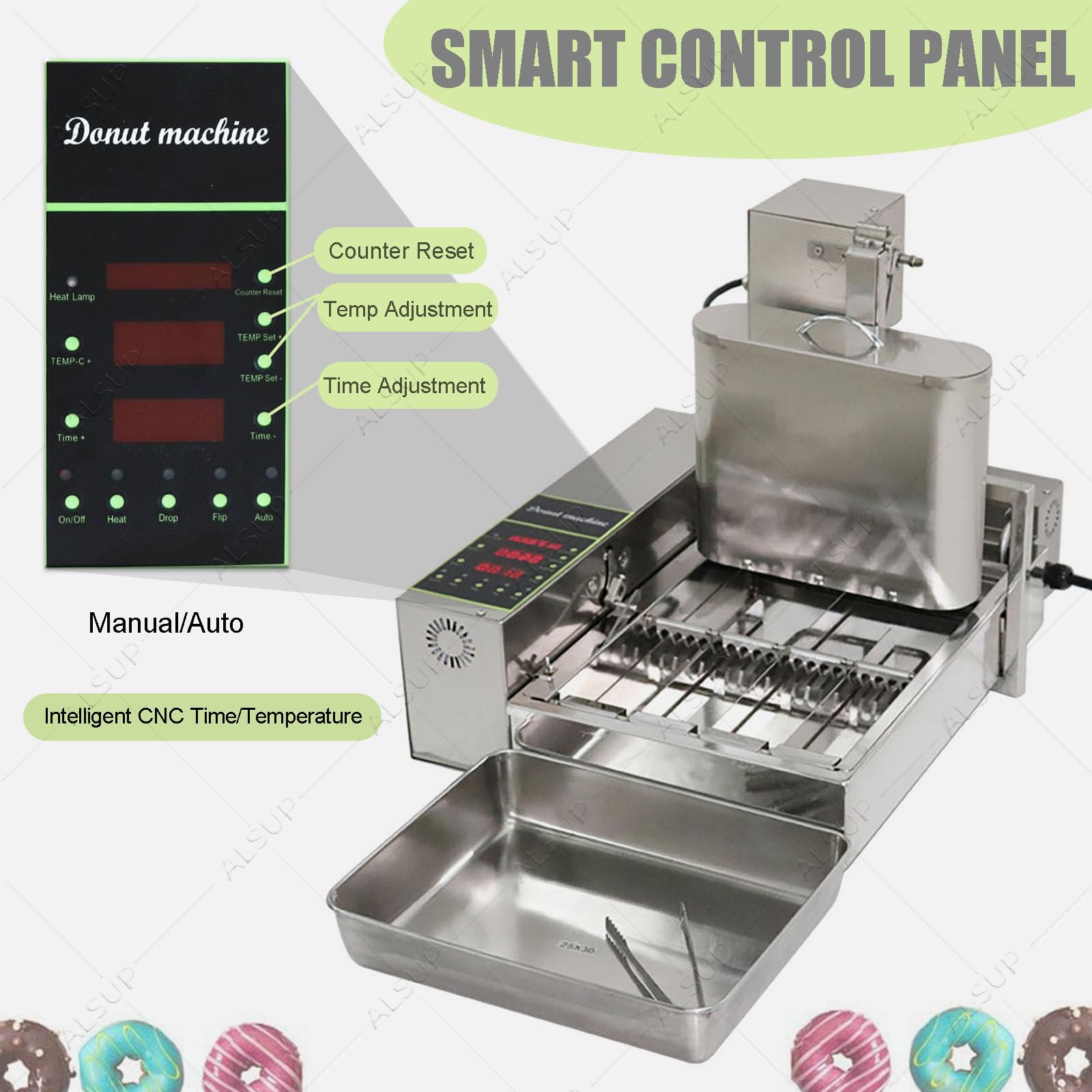 Machine à Beignets Automatique Commerciale 4 Rangées | 1800 Pièces/Heure | Trémie 5,5 L | Acier Inoxydable | Pour Boulangerie et Chariot Alimentaire