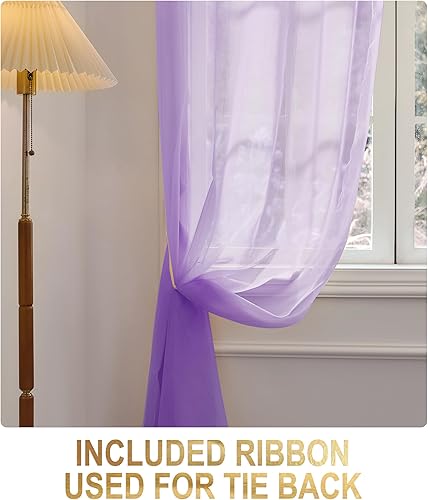 Miniatura 5 de Cortinas transparentes a rayas de 84 pulgadas de largo, 2 paneles con ojales, cortinas semitransparentes para sala de estar, dormitorio, juego de 2