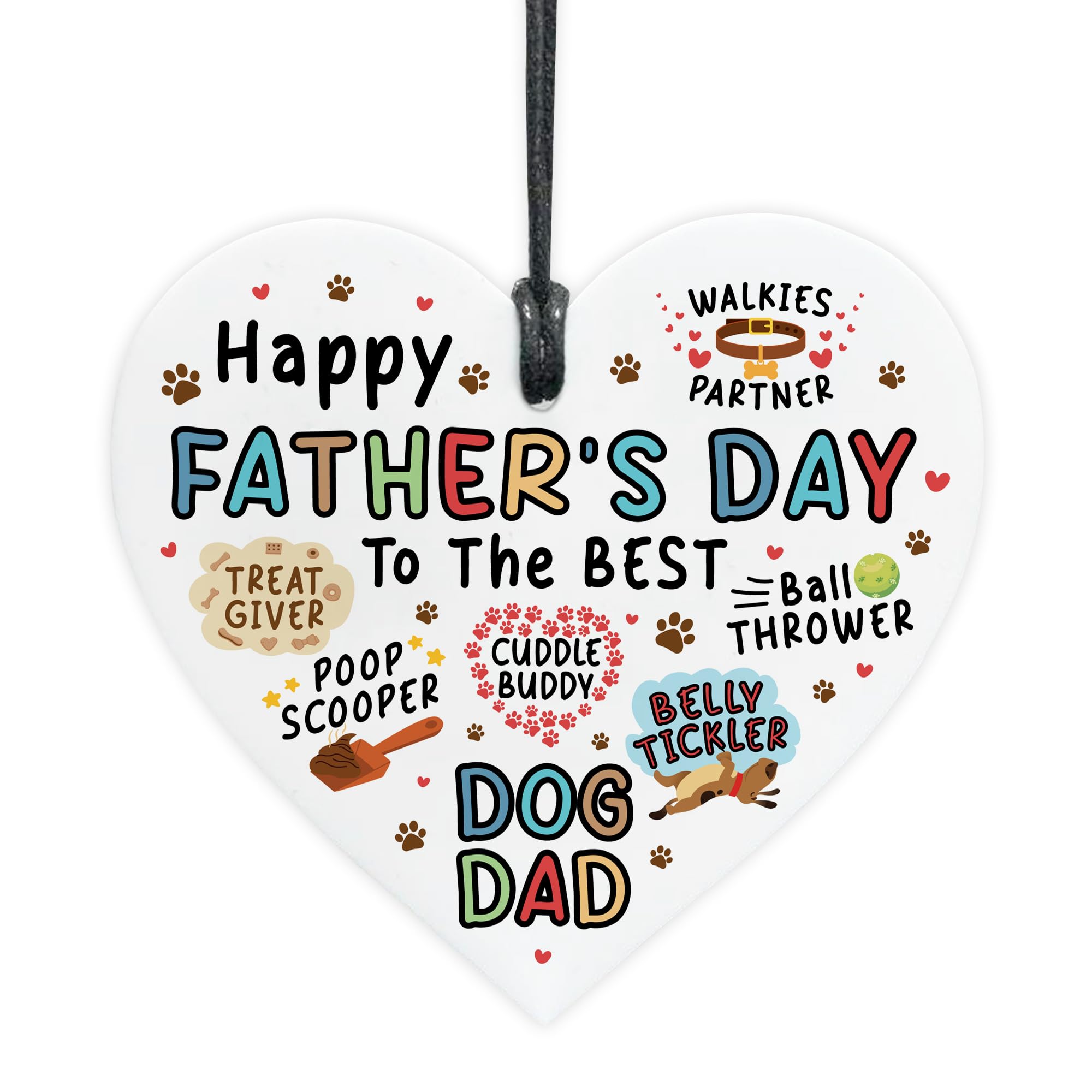 Red Ocean Fathers Day Gift From Dog Funny Gift For Dad Hanging Acrylic Heart Thank You From The Dog Joke For Him Puppy Owner Keepsake