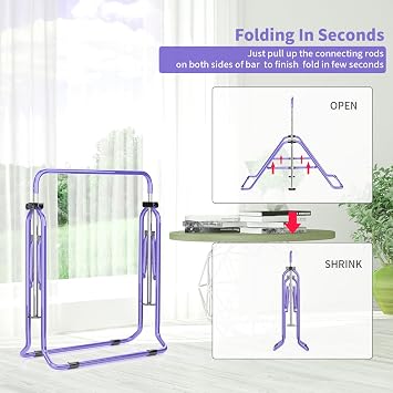 ZENOVA Gymnastics Bar with Mat Junior Kip Bar Gymnastic Horizontal Bar Height Adjustable, Foldable Gym Bar Monkey Bar for Kids