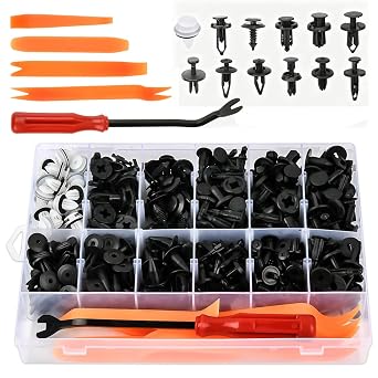 305pcs Car Trim Clips Set, 12 Types Plastic Rivets, 300PCS Car Panel Clips & 5PCS Trim Removal Tools, Most Popular Sizes Auto Push Pin Rivets Set