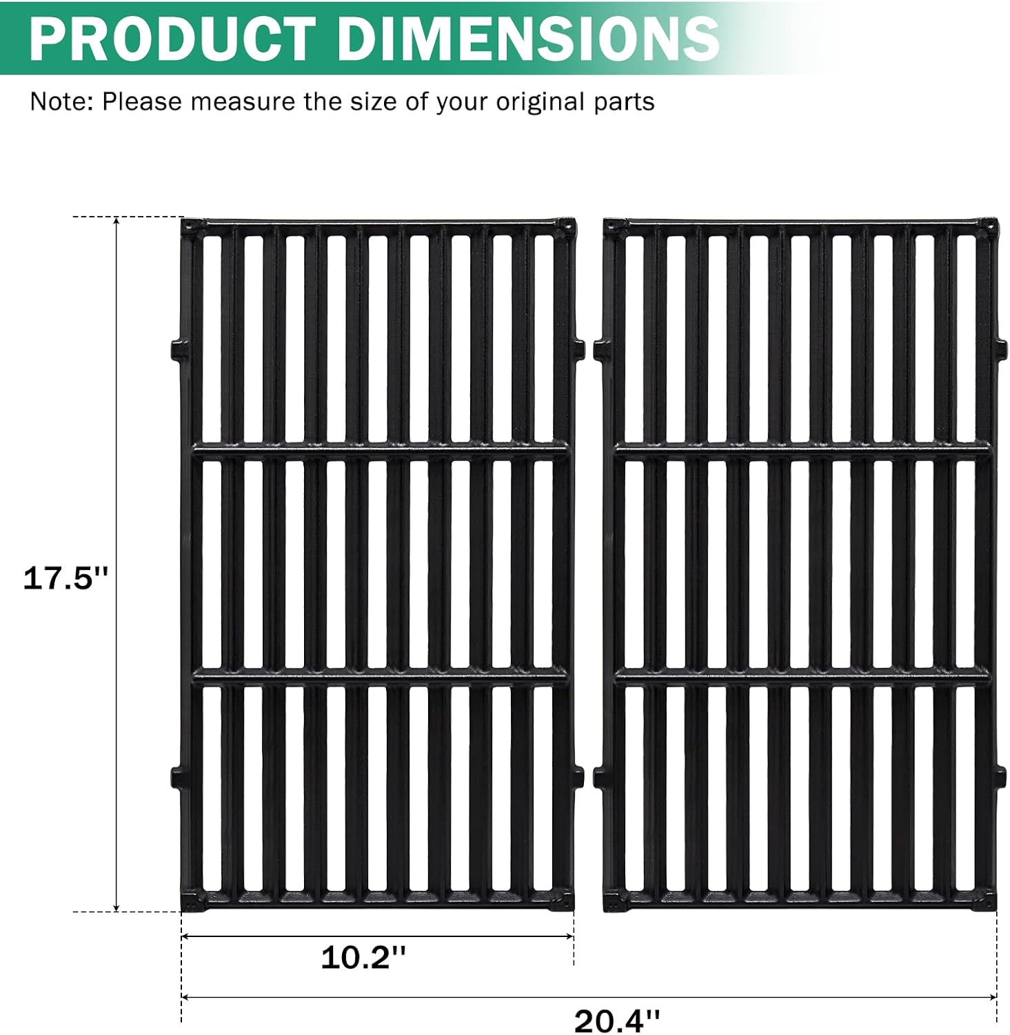 Criditpid 15.3" 7635 Porcelain-Enameled Flavorizer Bars and 17.5" 7637 Cast Iron Grill Cooking Grates Parts for Spirit 200 Series Gas Grills, Spirit E210, S210, E220, S220 with Front Control Knobs