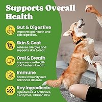 Vista 9 de Probióticos para perros – Salud digestiva e intestinal para estómagos sensibles, probióticos para perros en polvo para piel y pelaje, aliento e